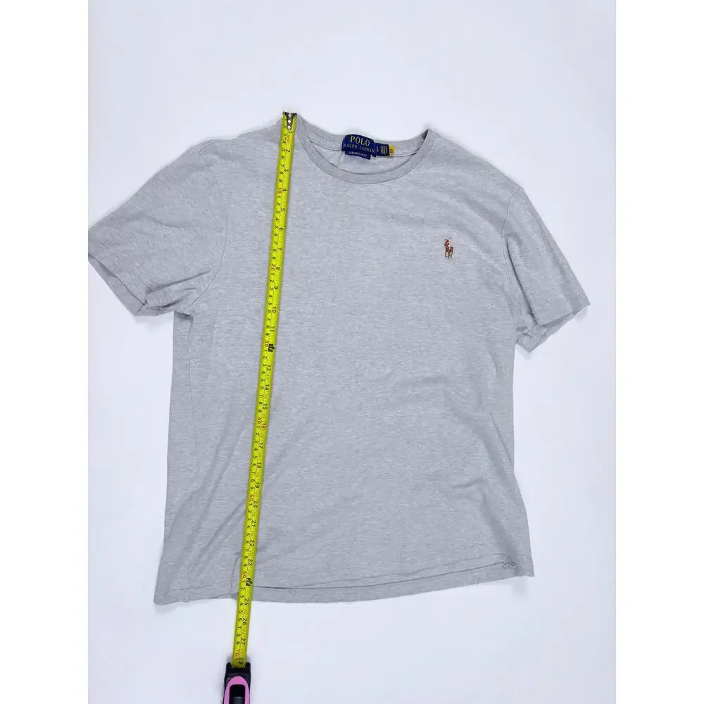 Polo Ralph Lauren Custom Slim Fit T Shirt Gray Pony Logo Preppy Coastal Classic
